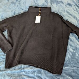 NWT Quince 100% Mongolian Cashmere Funnel Neck Sweater Large Black